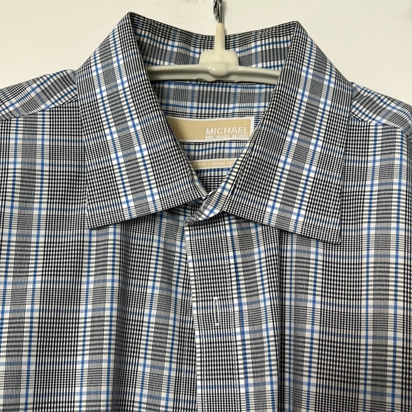 Michael Kors no-iron cotton button down in royal blue, black and white pattern - Picture 2 of 6